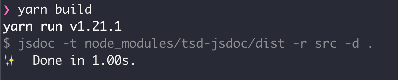 yarn build output when the JSDoc types and TypeScript typing declaration file types.d.ts don’t match